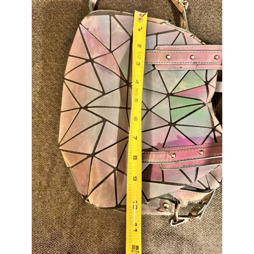 Geometric Holographic Prism Handbag Purse Matching Wallet Iridescent Crossbody